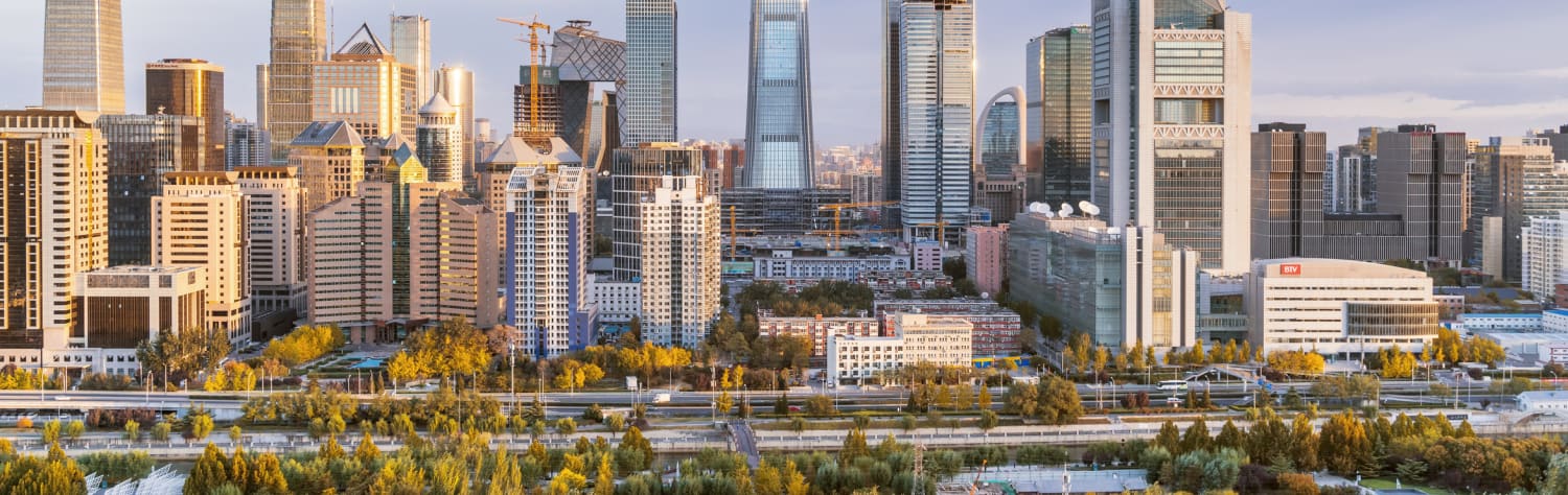 Cityscape view, including the CITIC Tower, in Beijing