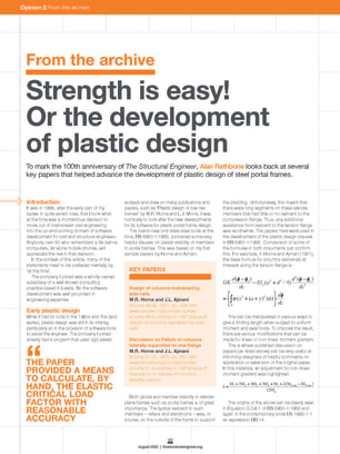 From the archive: Strength is easy! Or the development of plastic design