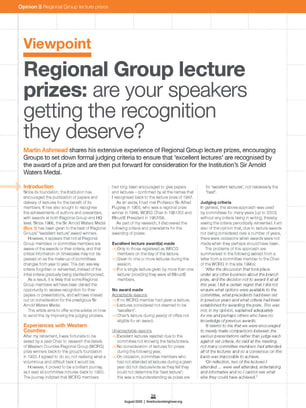 Regional Group lecture prizes: are your speakers getting the recognition they deserve?