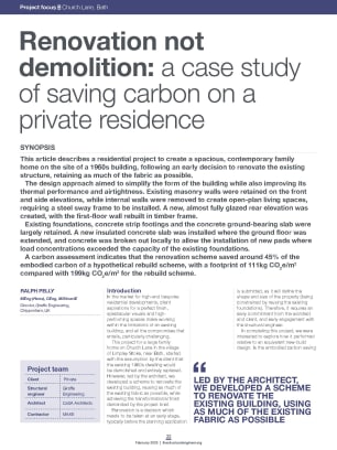 Renovation not demolition: a case study of saving carbon on a private residence