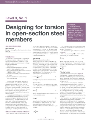 Technical Guidance Note (Level 3, No. 1): Designing for torsion in open-section steel members