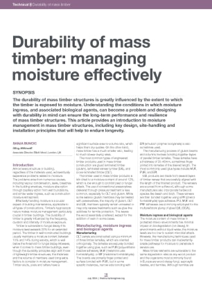 Durability of mass timber: managing moisture effectively