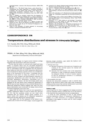 Correspondence on Temperature Distributions and Stresses in Concrete Bridges by E.C. Hambly