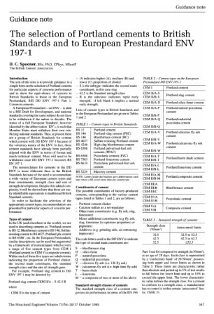 Guidance Note. The Selection of Portland Cements to British Standards and to European Prestandard EN