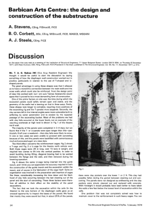 Discussion on Barbican Arts Centre: the Design and Construction of the Substructure by A. Stevens, B