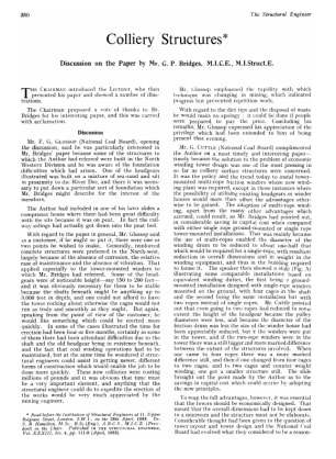 Colliery Structures Discussion on the Paper by Mr. G. P. Bridges