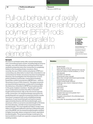 Pull-out behaviour of axially loaded basalt ﬁbre reinforced polymer (BFRP) rods bonded parallel to the grain of glulam elements
