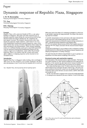 Dynamic Response of Republic Plaza, Singapore