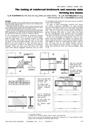 The Testing of Reinforced Brickwork and Concrete Slabs Forming Box Beams