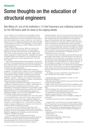 Some thoughts on the education of structural engineers