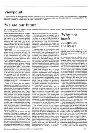 Response to Viewpoint on We are our furture by Anthony Stevens