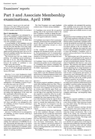 Examiners' Reports. Part 3 and Associate Membership Examinations, April 1998