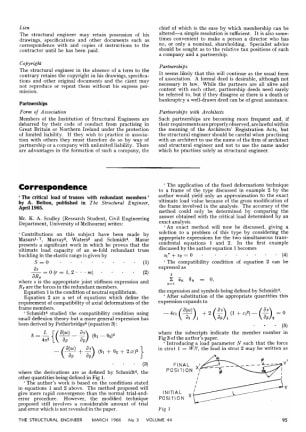 Correspondence. ' The Critical Load of Trusses with Redundant Members ' by A. Bolton, published in T
