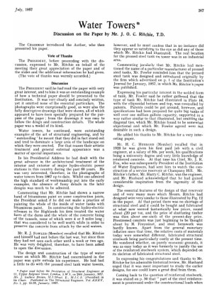 Water Towers Discussion on the Paper by Mr. J. 0. C. Ritchie