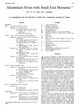 Aluminium Struts with Small End Moments An Investigation into the Behaviour of Light Alloy Compressi