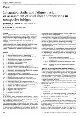 Integrated Static and Fatigue Design or Assessment of Stud Shear Connections in Composite Bridges