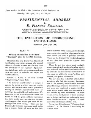 Presidential Address. The Evolution of Engineering Institutions Continued