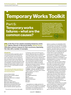 Temporary Works Toolkit. Part 5: Temporary works failures – what are the common causes?