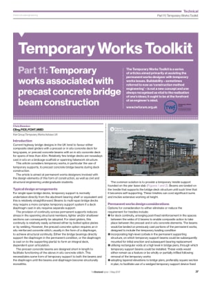 Temporary Works Toolkit. Part 11: Considerations for precast concrete bridge beam constructions