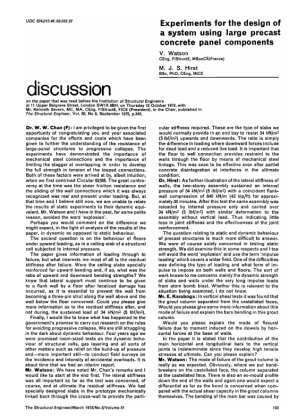 Discussion on Experiments for the Design of a System using Large Precast Concrete Panel Components b