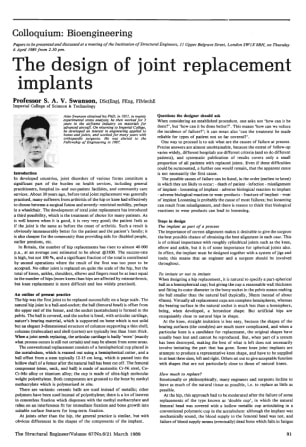Colloquium: Bioengineering. The Design of Joint Replacement Implants