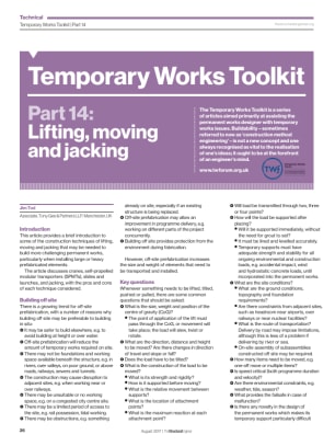 Temporary Works Toolkit. Part 14: Lifting, moving and jacking
