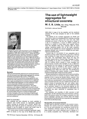 The Use of Lightweight Aggregates for Structural Concrete