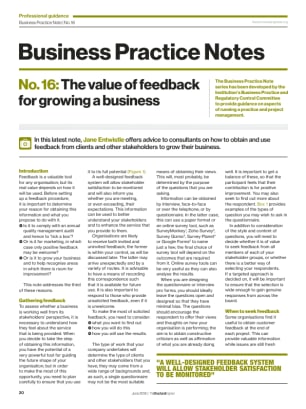 Business Practice Note No. 16: The value of feedback for growing a business