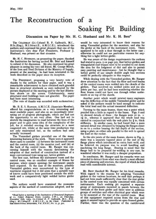 The Reconstruction of a Soaking Pit Building Discussion on Paper by Mr. H. C. Husband and Mr. K. H. 