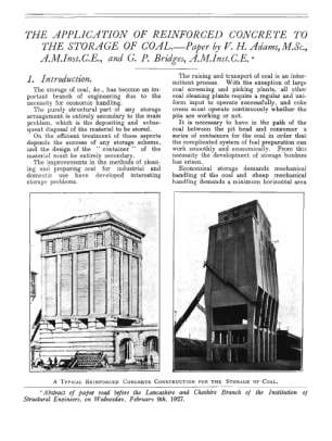 The Application of Reinforced Concrete to the Storage of Coal
