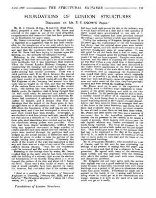Foundations of London Structures. Discussion on Mr. F.S. Snow's Paper