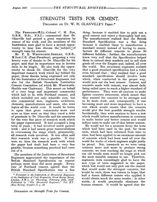 Strength Tests for Cement. Discussion on Dr. W.H. Glanville's Paper