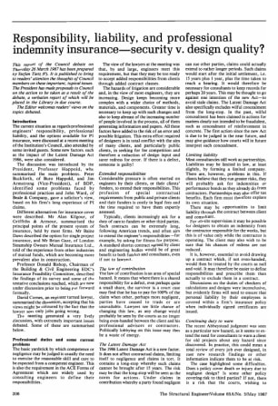 Responsibility, Liability, and Professional Indemnity Insurance - Security V. Design Quality?