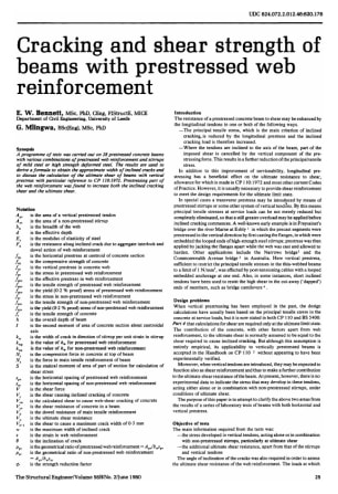 Cracking and Shear Strength of Beams with Prestressed Web Reinforcement
