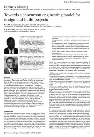 Towards a Concurrent Engineering Model for Design-and-Build Projects