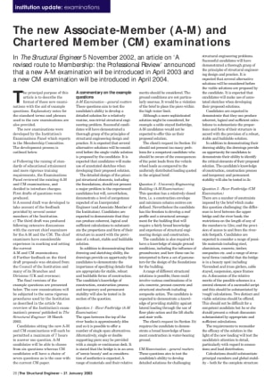 The new Associate-Member (A-M) and Chartered Member (CM) examinations
