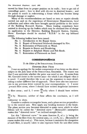 Correspondence. Elementary Beam Theory