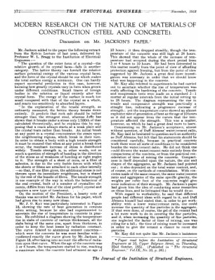Modern Research on the Nature of Materials of Construction (Steel and Concrete) Discussion on Mr. Ja