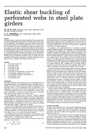 Elastic Shear Buckling of Perforated Webs in Steel Plate Girders