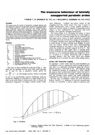 The transverse behaviour of laterally unsupported parabolic arches