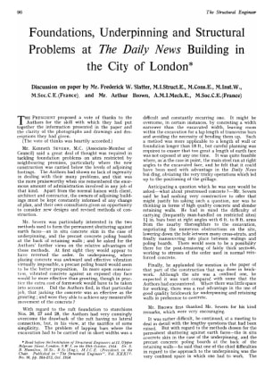 Foundations, Underpinning and Structural Problems at The Daily News Building in the City of London D