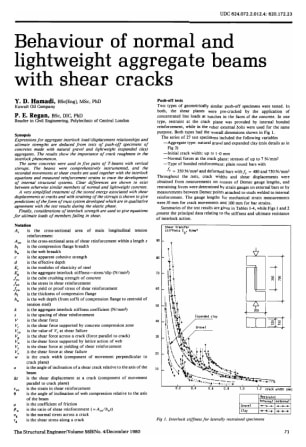 Behaviour of Normal and Lightweight Aggregate Beams with Shear Cracks