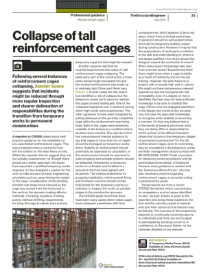 Collapse of tall reinforcement cages