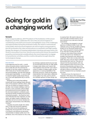 President's Inaugural Address: Going for gold in a changing world