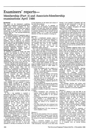 Examiners' Reports - Membership (Part 3) and Associate-Membership Examinations April 1986