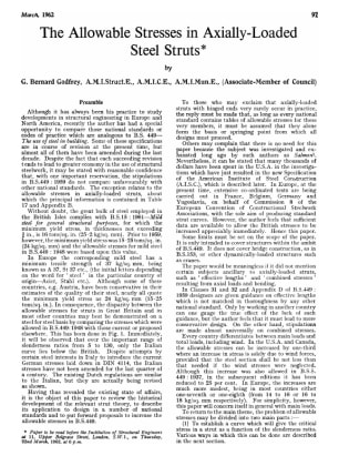 The Allowable Stresses in Axially-Loaded Steel Struts