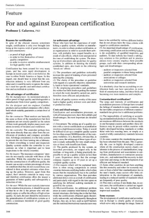 For and Against European Certification