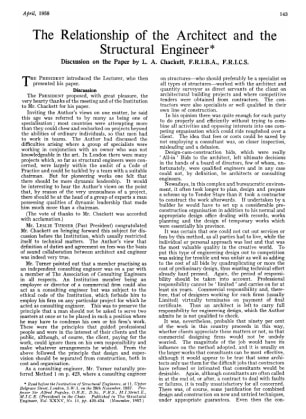 The Relationship of the Architect and the Structural Engineer Discussion on the Paper by L. A. Chack