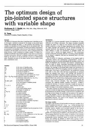 The Optimum Design of Pin-jointed Space Structures with Variable Shape
