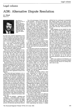 Legal Column. ADR: Alternative Dispute Resolution